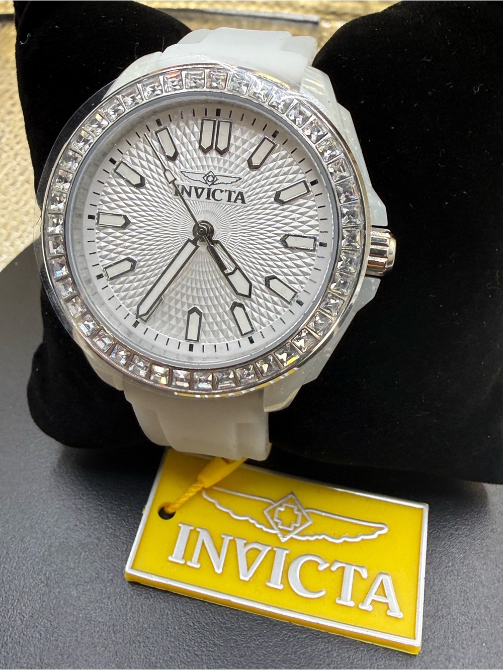 Invicta White Crystal-Accent Silicone Strap Watch